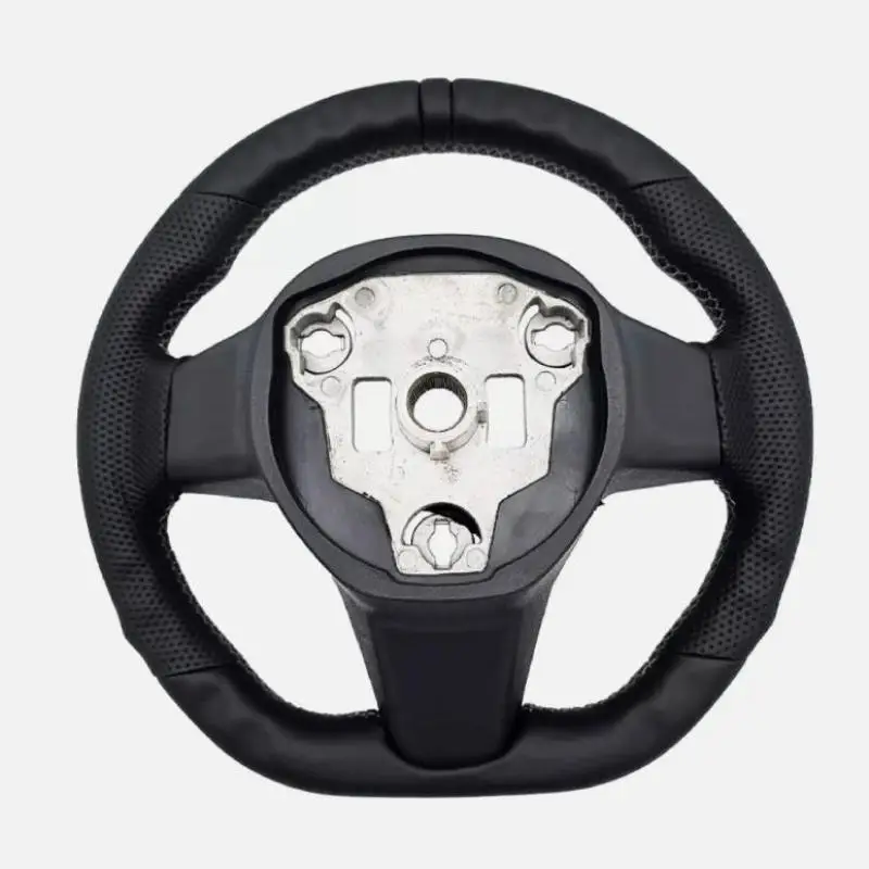 For Tesla Model 3 2017-2023 Model Y 2020-2024 Heated Steering Wheel Perforated Leather Steering Wheel with Heating Function