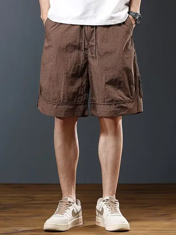 

American Sle Men's Summer Thin Ice Silk Qui Dry Casual orts Five-Quarter Pants Straight Leg Loose Fit mid Waist Youth F...