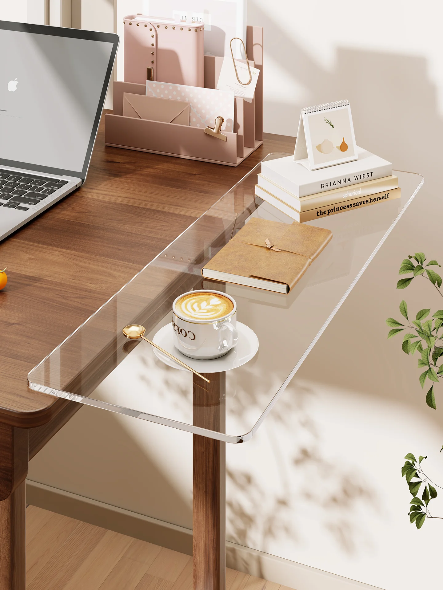 Acrylic Desktop Extension Board with Keyboard Tray Ergonomic Arm Support Accessory for Office Computer Desks