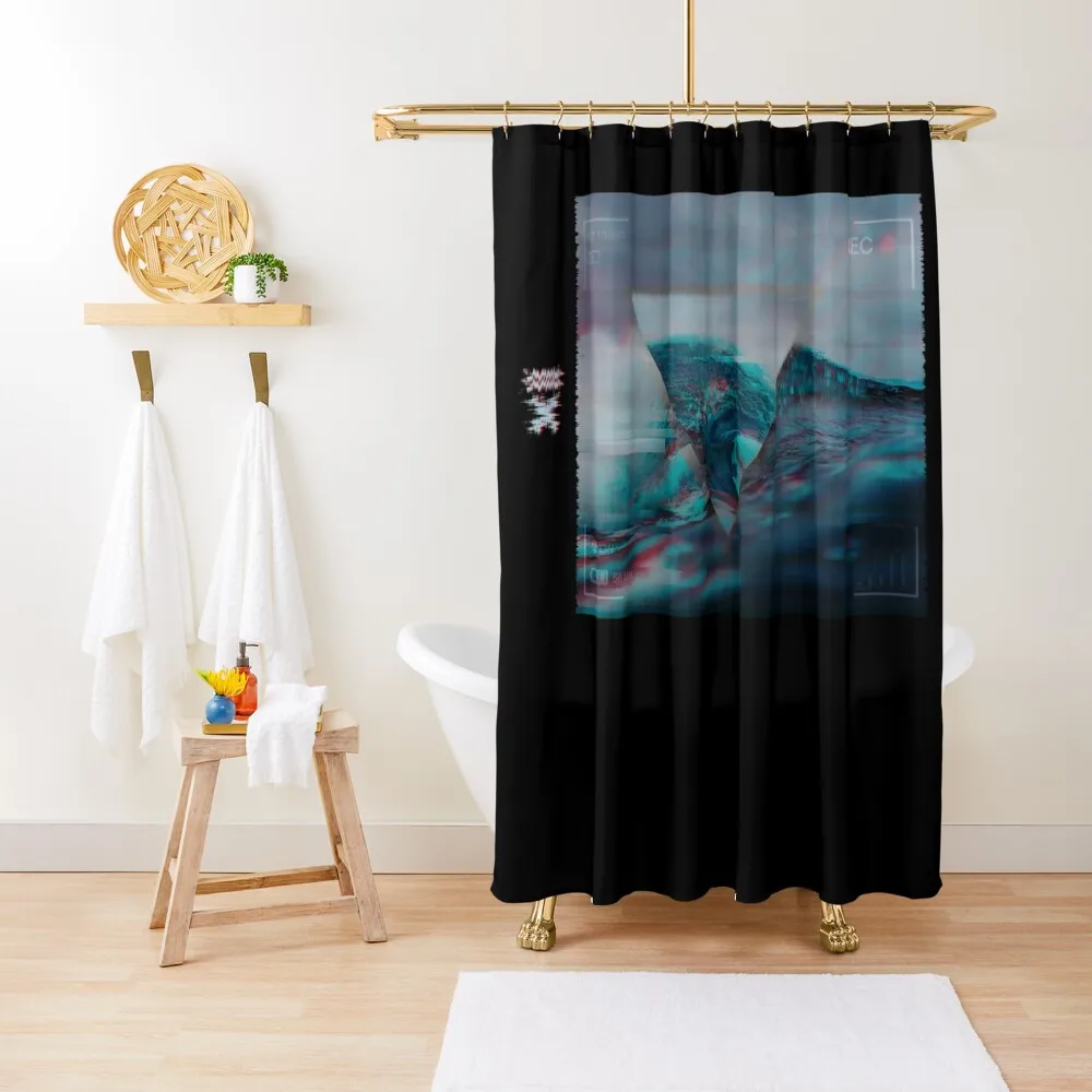 Glitch Art Record Big Wave Surfing Hawaii Shower Curtain Shower For Bathroom Cute Shower Curtain