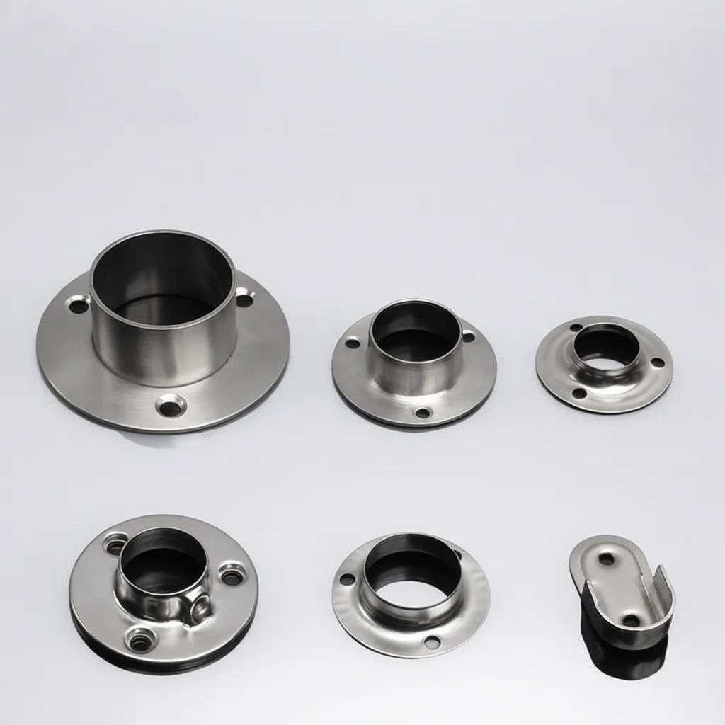 Stainless Steel Rod Holder Closet Flange Bracket Wardrobe Rail Support Fitting Clothes Pole Base Bathroom Curtain Tube Socket