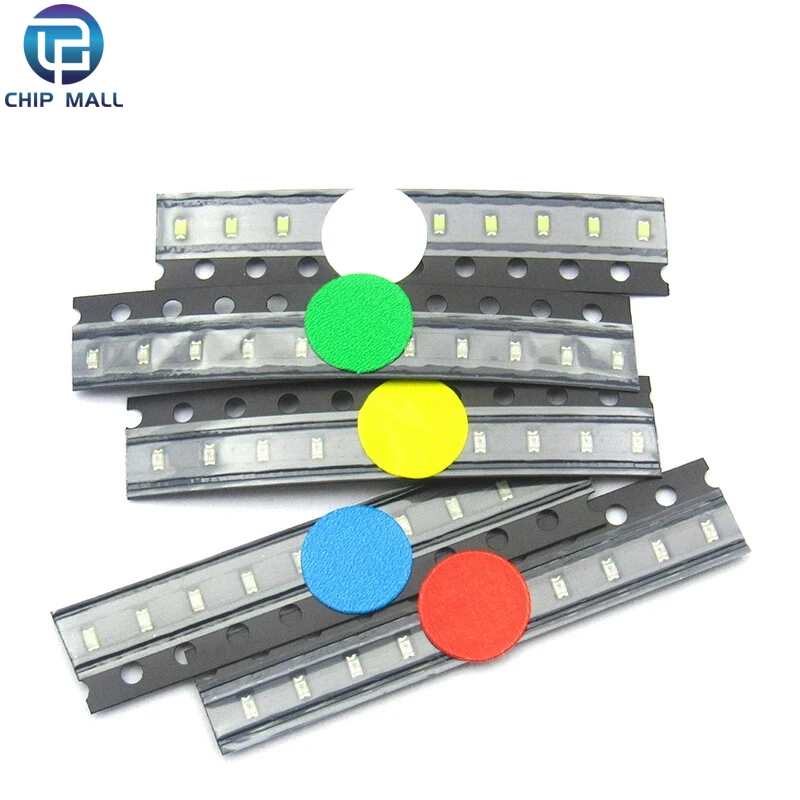 Juego de diodos emisores de luz LED SMD, blanco, rojo, azul, verde, amarillo, 100, piezas, 0402, 0603, 0805, 1206, 1210, nuevo stock