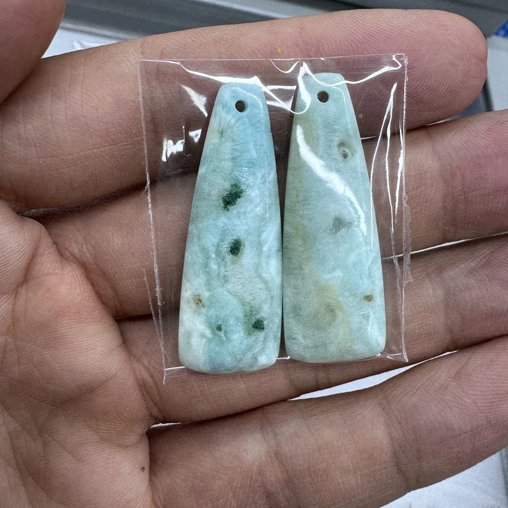 Wholesale 4pcs/pack Genuine China Larimar Hemimorphite Gemstone Beads Jewelry Earring Necklace Pendant DIY,Approx 13x38mm