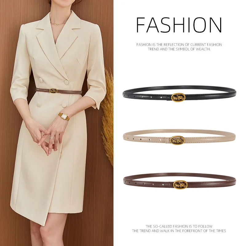 Fashion Women‘s Belt Black PU Leather Belt Accessory Thin Skinny Belt Women Women Waist Belt Designer Belt Valentine's Day Gift