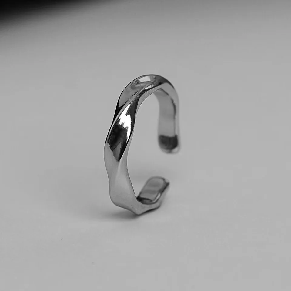 1PCS Retro Simple Threaded Silver Men's And Women's Ring, Cool