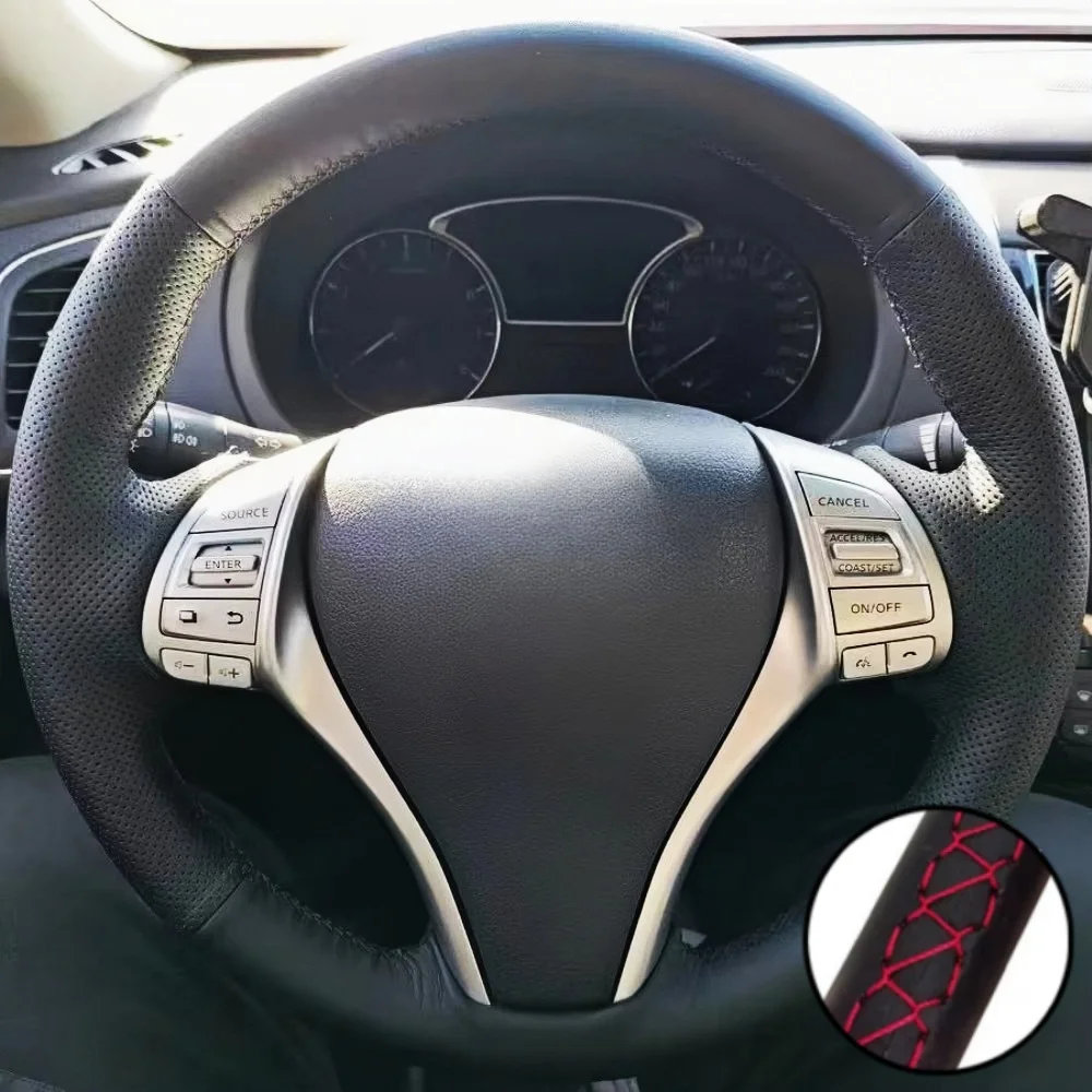 

Braid Car Steering Wheel Cover Wrap Hand Sewing Microfiber Leather For Nissan Teana 2013-2018 Altima 2013-2018 X-Trail 2014-2017