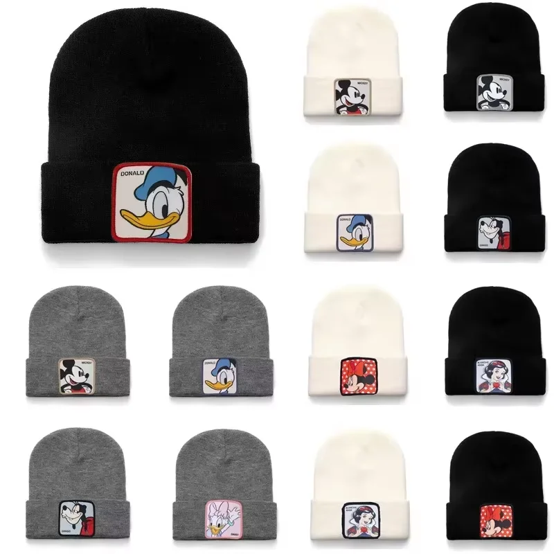 Disney Mickey Donald Beanie High Quality Cotton Casual Beanies for Men Women Warm Knitted Winter Hat Fashion Solid Unisex Cap