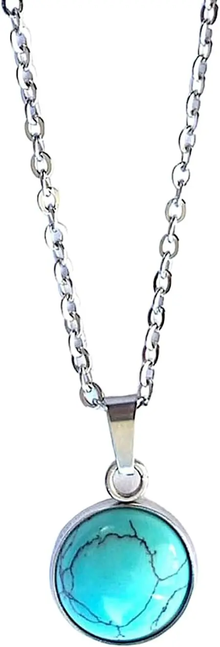 

Natural Stone Necklace Silver Color Pendant - Jewelry for Women - Unique Gift