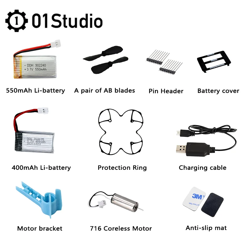 01Studio PyDrone Quadcopter Drone Remote Control Aircraft Python Programming Open Source DIY Accessories