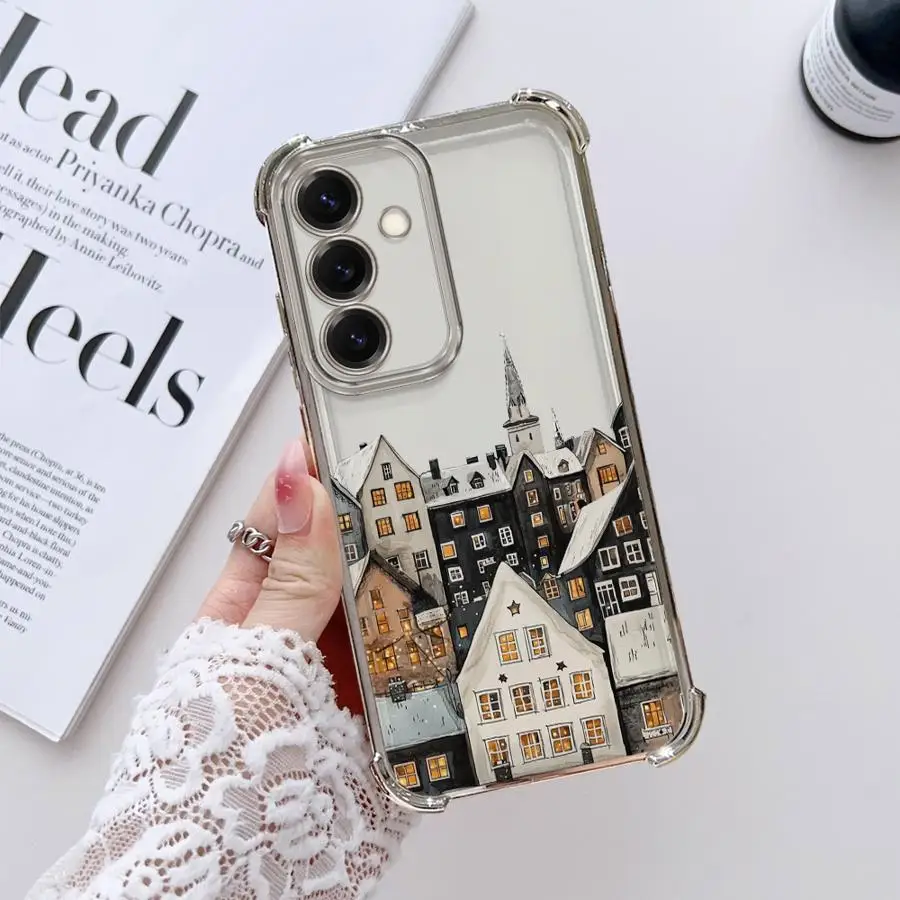 عيد الميلاد سانتا كلوز قضية الهاتف لسامسونج غالاكسي A24 A25 A35 A36 A26 A16 A33 A52 A17 A21s A15 A13 غطاء واضح