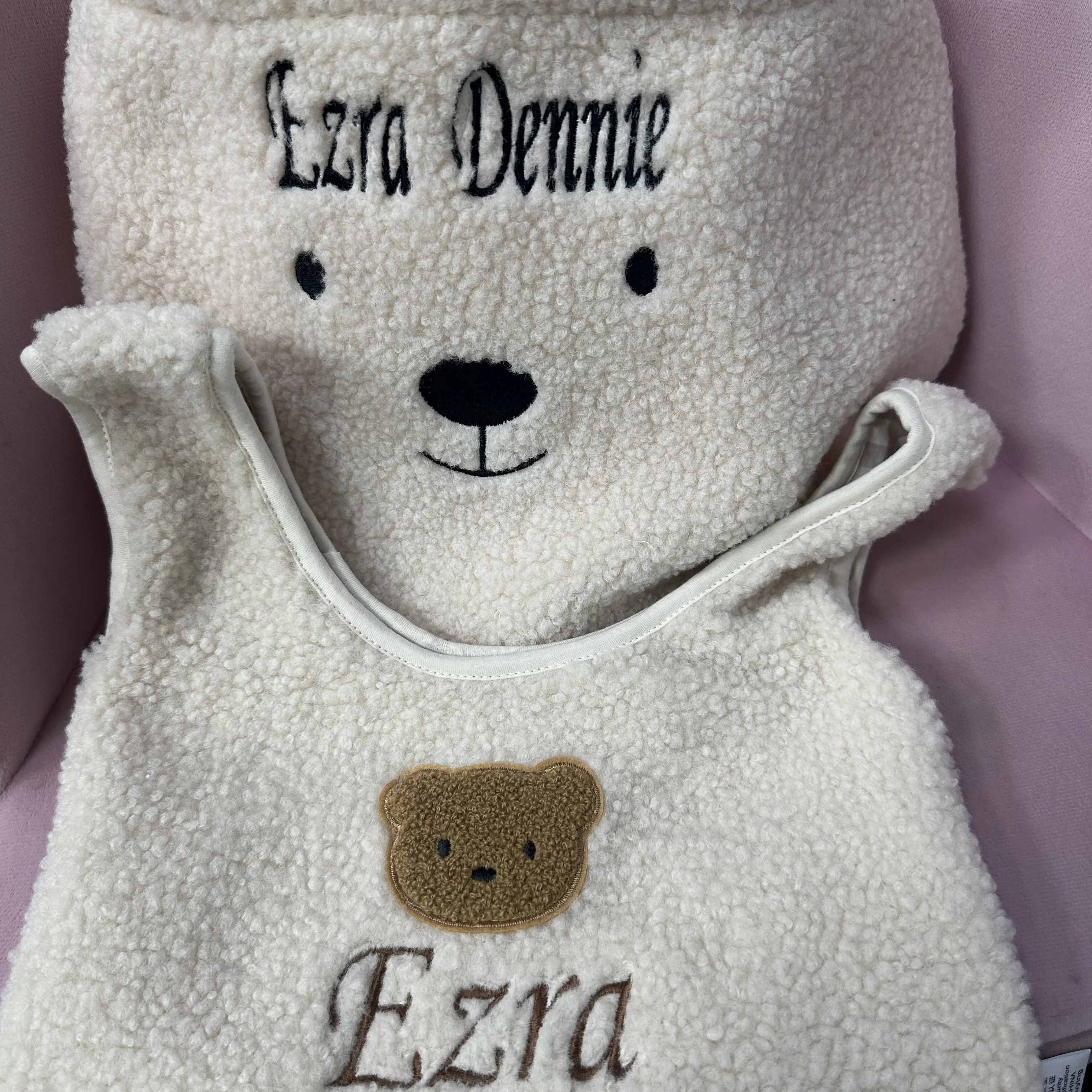 

Cute Bear Wool Handbag Customized Name Shopping Bag Mommy Bag Baby Carriage Hanging Bag Lightweight and Fashionable