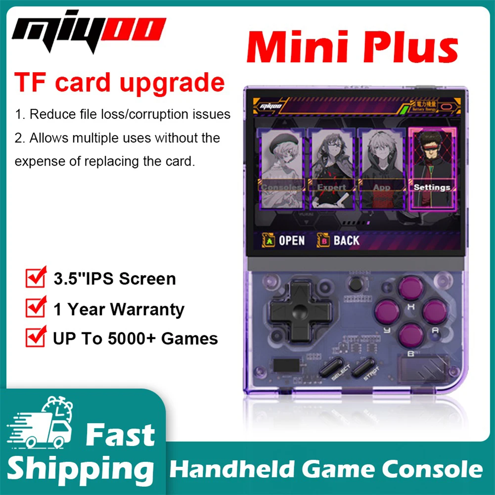 MIYOO Mini Plus Portable Retro Handheld Game Console Mini+ 3.5''IPS Screen Classic Video Game Console Linux System Gaming Gift