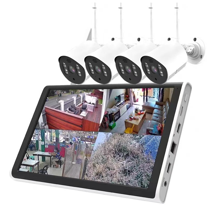 1080P HD WiFi NVR Kits Wireless Cctv Security Camera System 4CH with 10 Inch LCD Monitor Multi Spots Video Motion Camera