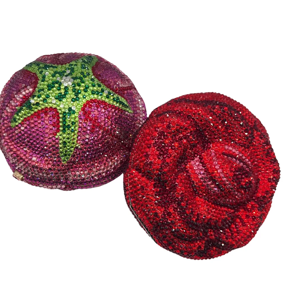 Flower Crystal Bag Round Bud Diamond Dinner Bag Flat Bottom Full Diamond Banquet Women's Luxury Bags Designer Borsa Luxury Donna