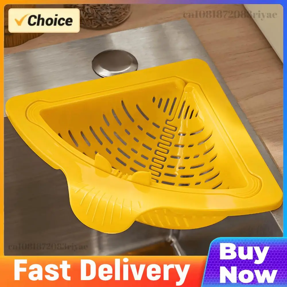 Suction Cup Sink Corner Rack with Drain Hole Sink Strainer Basket Corner Sink Strainer for Kitchen and Bathroom