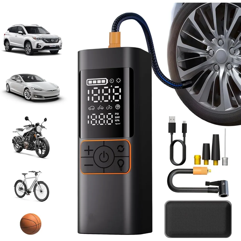 

Tire Inflator Portable Air Compressor, 20000mAh 180PSI & 4X Faster Air Pump- with Digital Pressure Gauge, LED Light and Auto