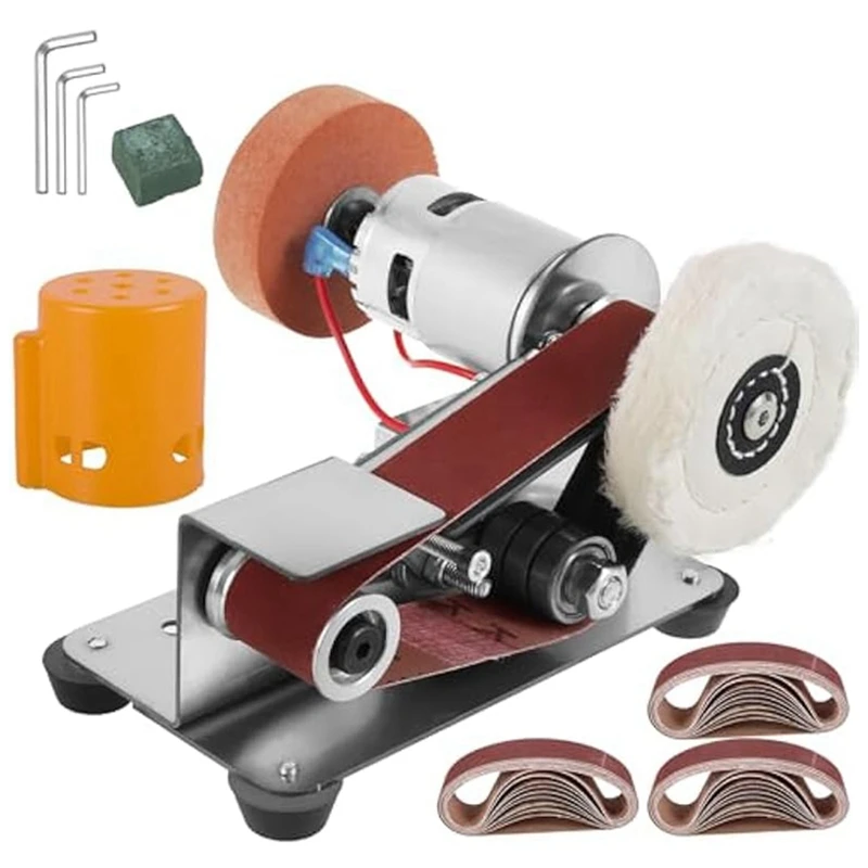 

Mini Belt Sander,15 Degree Electric Belt Grinder,7 Adjustable Speed Electric Knife Polishing Sharpener Machine