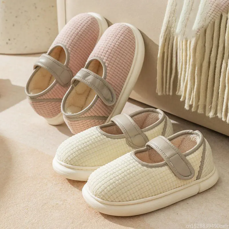 Youpin-Zapatillas cálidas para mujer, zapatos antideslizantes de felpa de algodón para interiores y exteriores, Sandalias de tacón grueso para el hogar y otoño