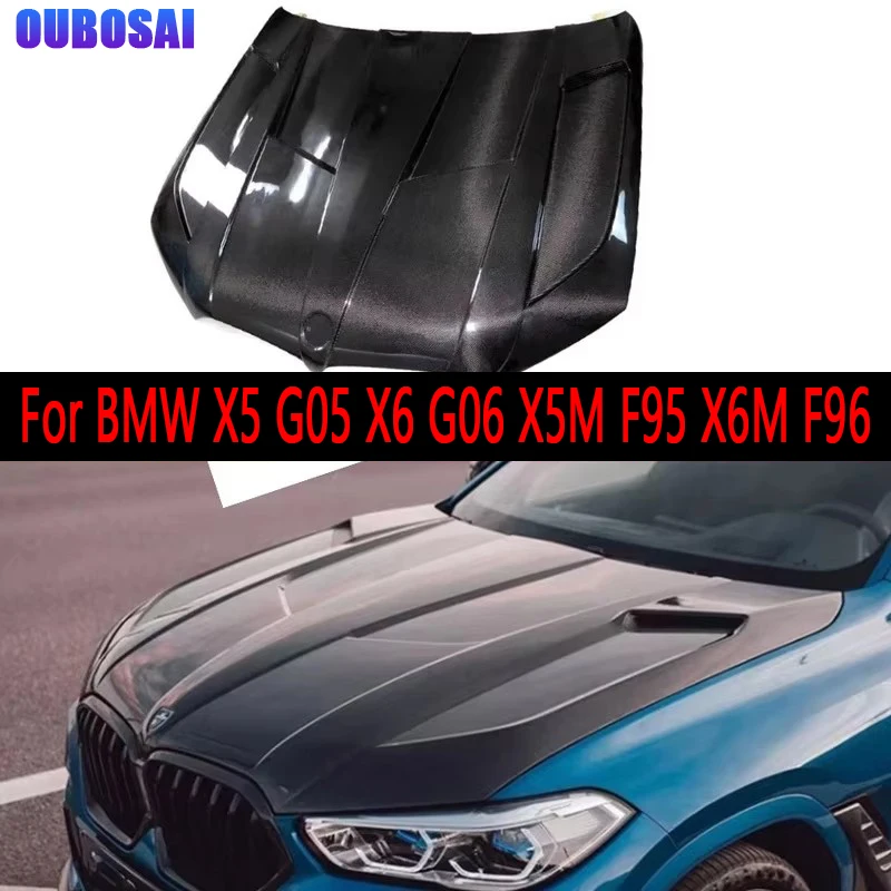 

For BMW X5 G05 X6 G06 X5M F95 X6M F96 Carbon Fiber Hood Engine Cover Hood Car Headliner Hood Cutout Cooling Front Cover body kit