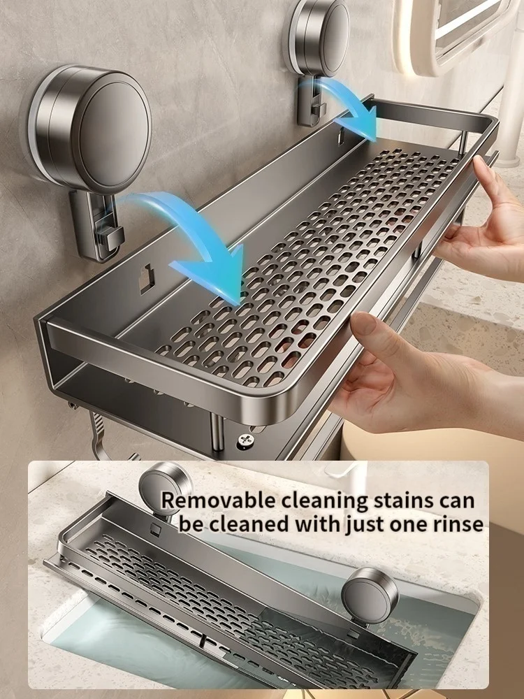 

Suction cup toilet storage rack, non perforated wall mounted bathroom, washroom, washbasin, toilet storage rack