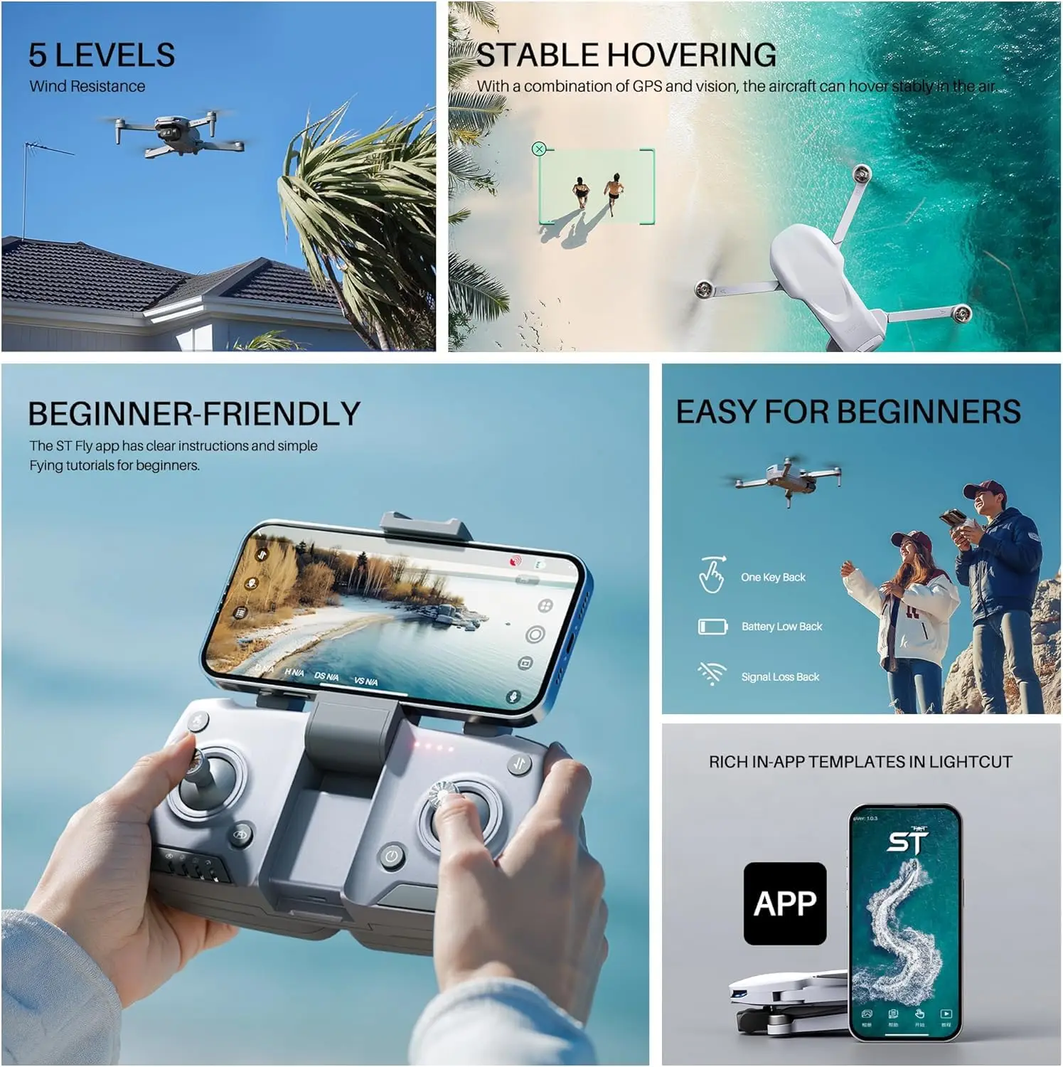 Drone with Camera for Adults, 2K EIS GPS Foldable FPV Quadcopter with Auto Return, One-Key Take Off/Landing, Follow Me, Optical Flow, Speed Adjustment, 5G FPV Transmission, 2 Batteries, Gift for Teens - view 5