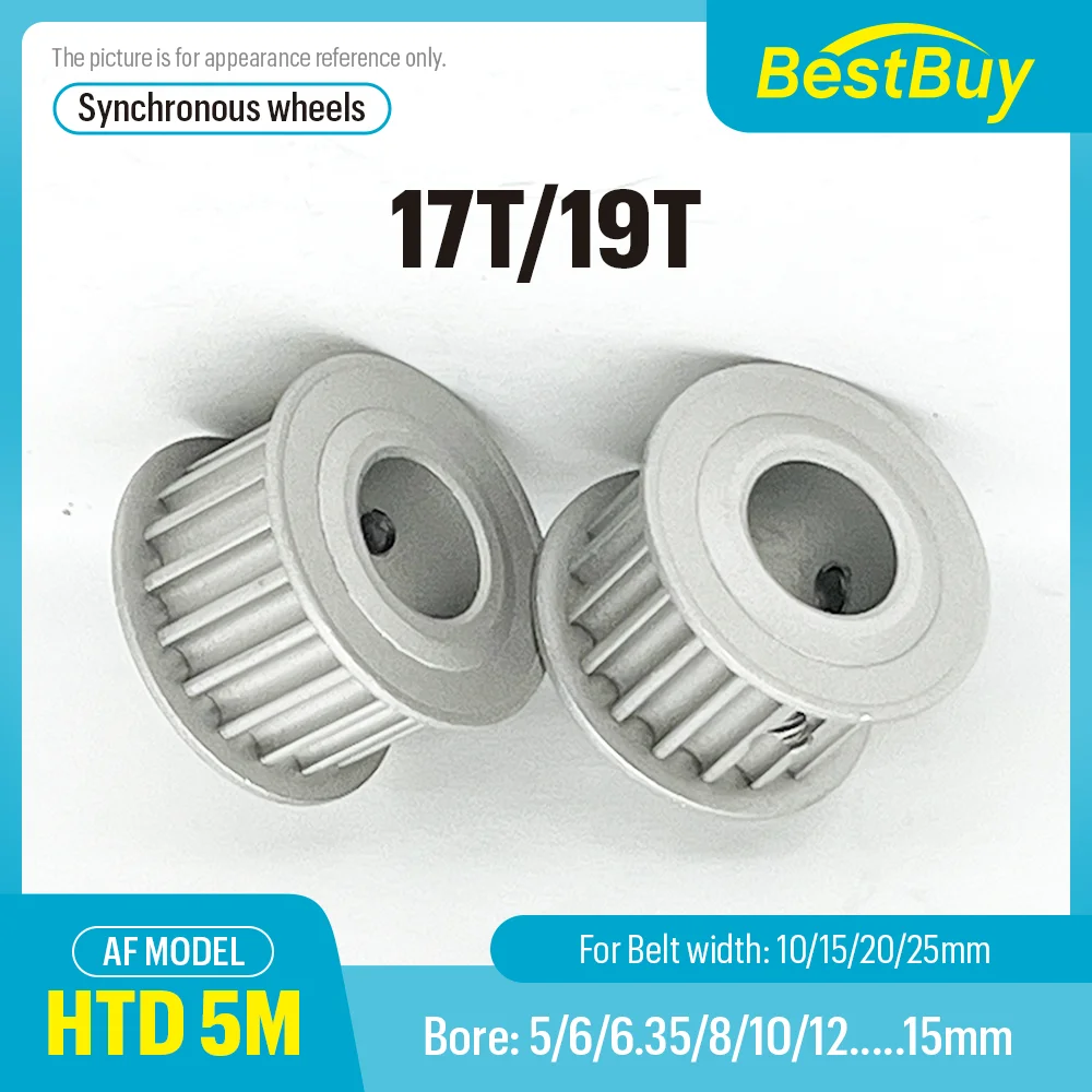 

HTD 5M 17T/19 Teeth AF Type Timing Pulley Pitch 5mm Bore 5-15mm for 10/15/20/25mm Width Belt Used In Linear Pulley 5GT