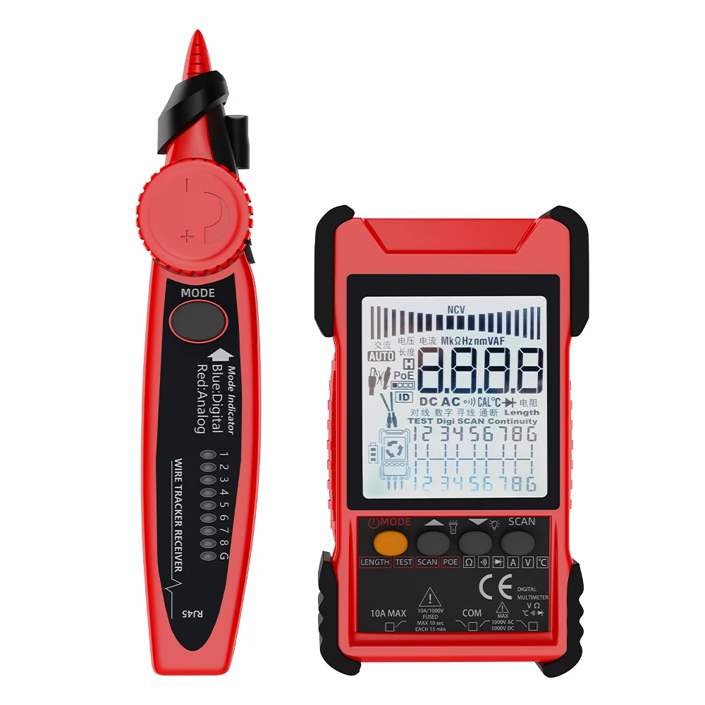 

2 in 1 Multi Tester Wire Tracker/Tracer RJ11 RJ45 Cable Toner Line Finder Ethernet LAN Network Cable Tester Digital Multimeter