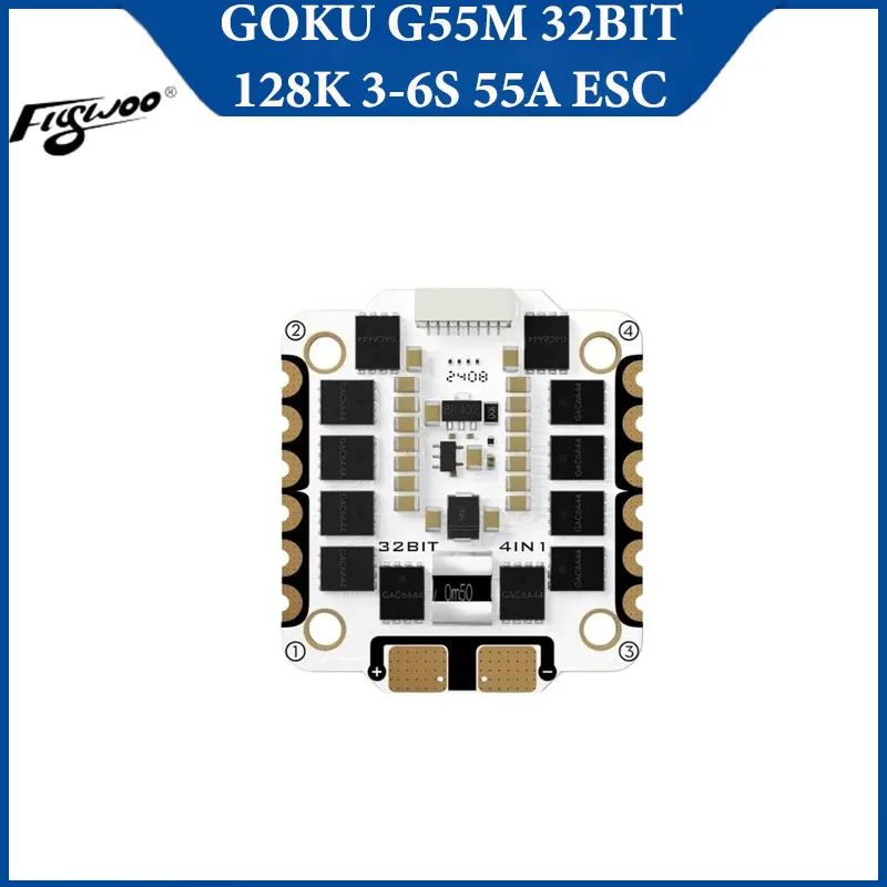 

Flywoo GOKU G55M 32BIT 128K 3-6S 55A ESC AM32 (30.5x30.5) for Fpv Drone Diy RC Parts