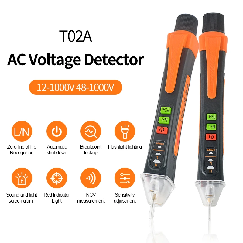 Tester napięcia 48-1000V inteligentny bezdotykowy czujnik napięcia AC Pen Tester obwodów wskaźnik napięcia ściana z latarką Beeper