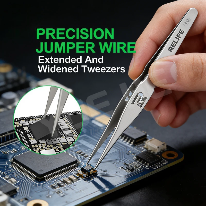 

Пинцет RELIFE T3, широкий, высокотвердый, антимагнитный, для конденсаторов/чипов и работы с тонкими проводами при ремонте телефонов