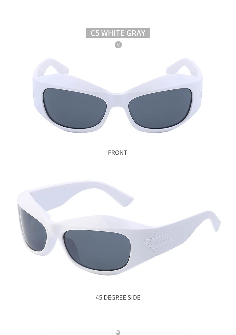 Übergroße Y2K Punk Sonnenbrille für Damen und Herren Neue 2000er Vintage Trend Steampunk Sonnenbrillen Sport-Schildbrille UV400-Schutz – Detail 22
