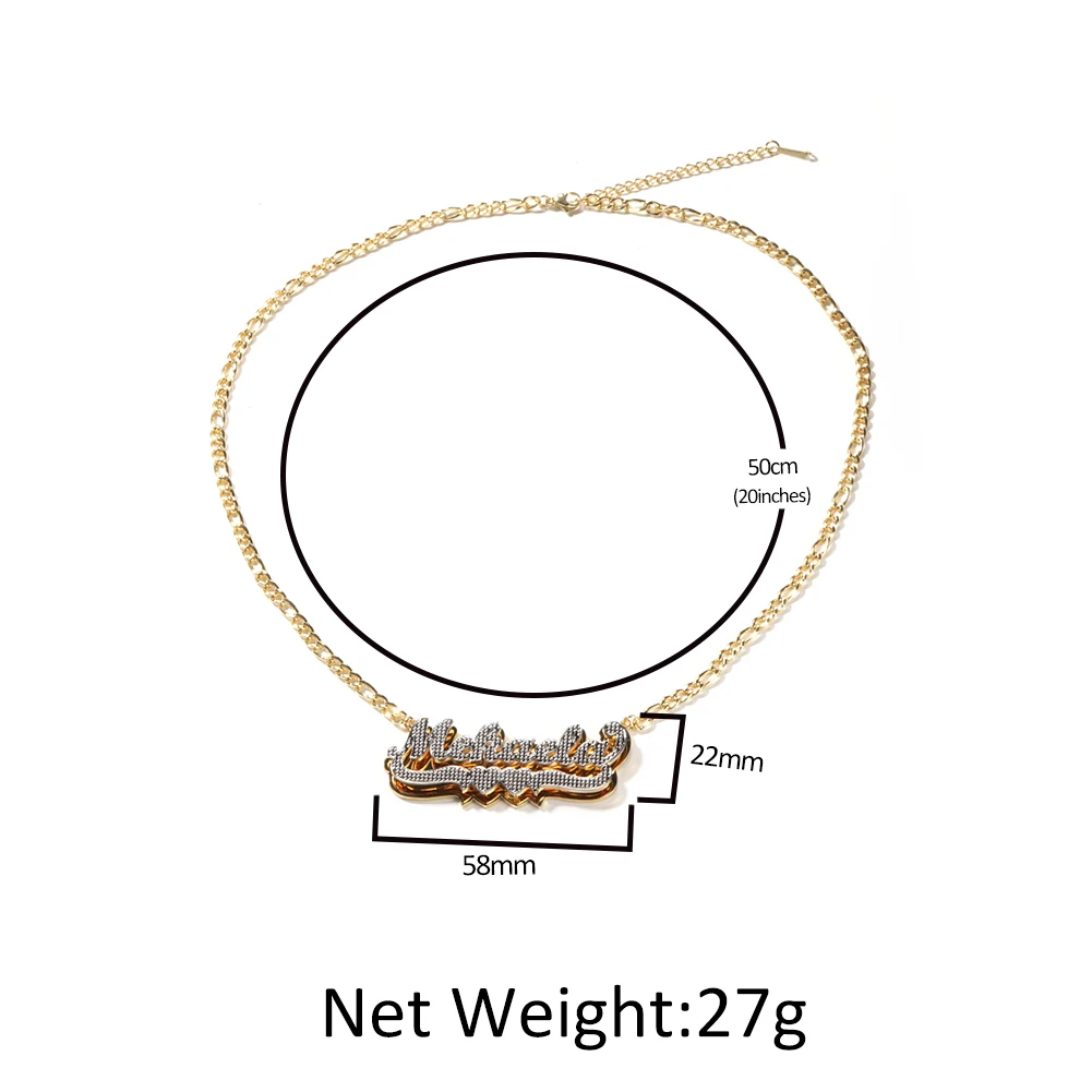 Custom 2 Layers Nameplate Pendant Necklace Stacked Stainless Steel Letters Pendants For Women Fashion Hip Hop Jewelry for Gift