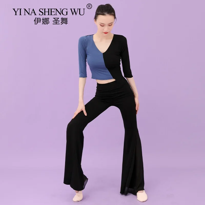 Nowy Klasyczny Strój do Tańca Brzucha Szerokie Nogawki Starożytny Kostium Hanfu Strój do Ćwiczeń Luźne Spodnie Profesjonalny Top do Ćwiczeń