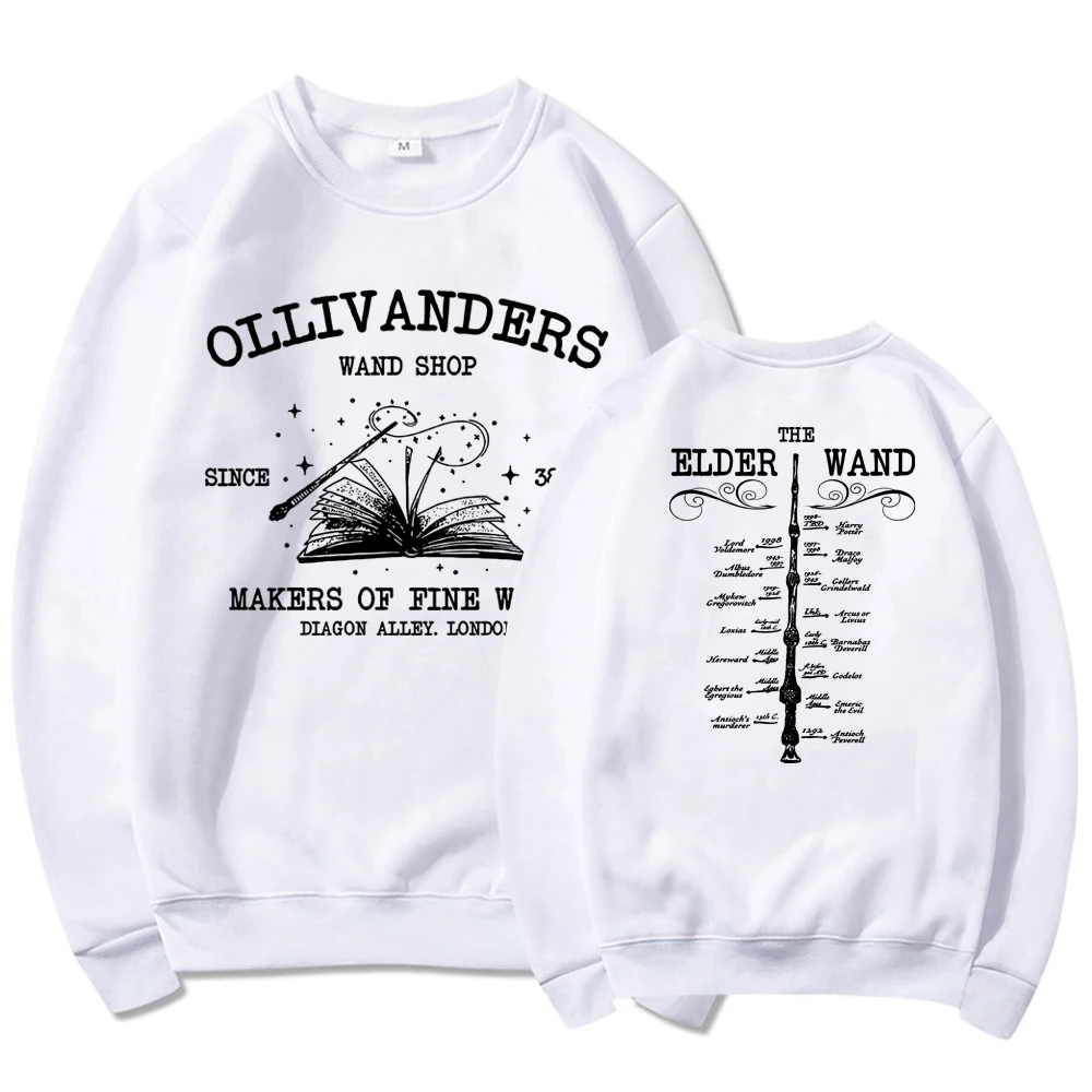 Ollivanders 지팡이 상점 스웻셔츠, 마법사 책 상점 맨투맨 마술 지팡이 후디, 긴 소매 빈티지 그래픽 후디, HP 선풍기 선물