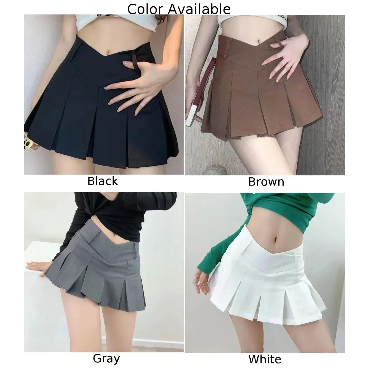 تنورة غير رسمية تنورة عالية الخصر موضة الربيع للتنقل ملابس يومية قصيرة الطول مرنة قليلاً ومضادة للتعرض #6