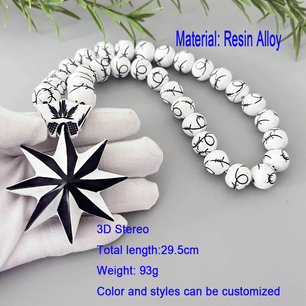 GS71 Octagonal Star Resin Paintings White Black Decoration Exquisite Beads Decorate 3D Three-Dimensional Two-Color Car Pendants