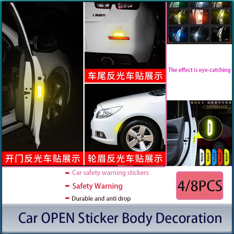 

Car Reflective Sticker Safety Warning Reflective Film Anti-collision Reflective Anti-scratch Door Safety OPEN Warning Sticker