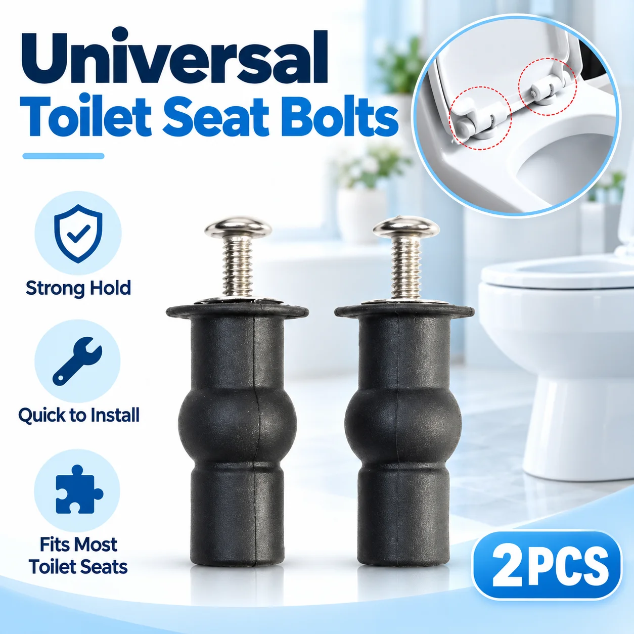 Toilet Seat Top‑Fix Rubber Expansion Plug Screw Kit Expansion Bolts Set Universal Easy Install Bathroom Toilet Accessory