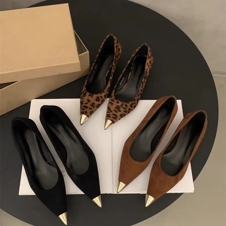 Hebe Style Versatile Slip-On Single Shoes Spring Summer New Color Block Pointed Toe Thin Heel Elegant Lady 2026 New Arrival