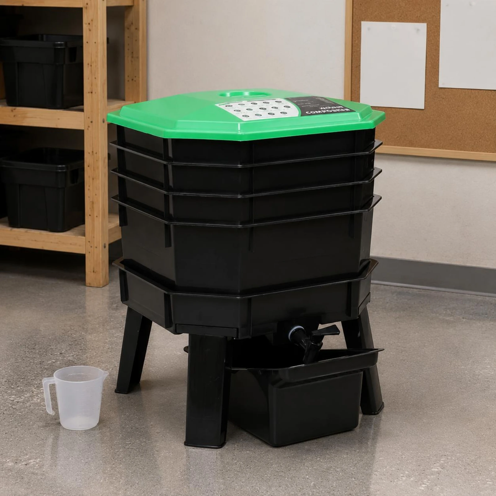 Worm Compost Bin Easy to Use Vermicompost Bin Worm Farm Tray Indoor and Outdoor Composting System Drain Tap for Patio