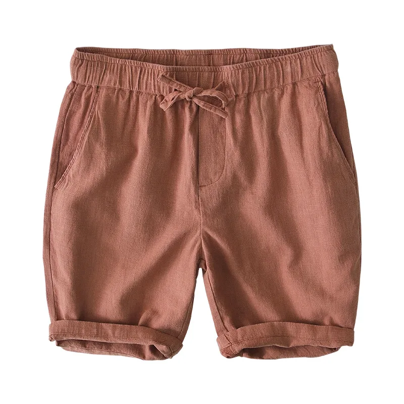 

Fresh Color Summer Cotton Linen Shorts Men Breathable Beach Shorts Drawstring Elastic Waist Shorts Harajuku Vintage Short Pants