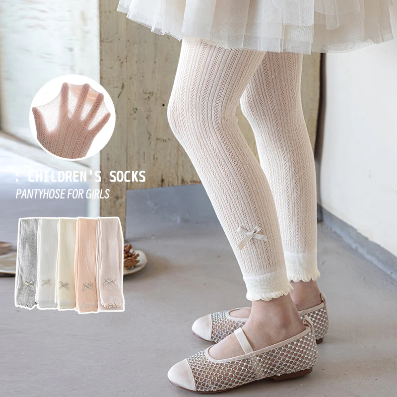 Pretty lassie Breathable Summer Nine-Point Bottoms Glitter Silver Shimmer Bow Pattern Smooth Anti-Pilling Stylish Slim Leggings