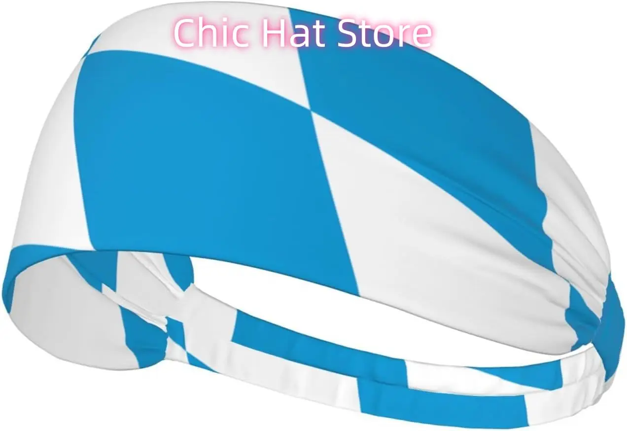

Bavarian Flag Elastic Exercise Headband, Fitness Exercise Yoga Cycling Headband, Outdoor Sports Elastic Sweat-Absorbing Headband