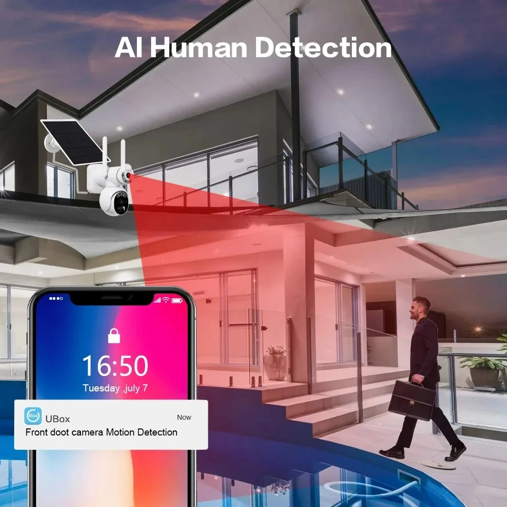 Câmera IP de vigilância sem fio ao ar livre, casa inteligente, lente dupla, câmera PTZ Solar, tela dupla, rastreamento humano automático, segurança, 8MP, 4G