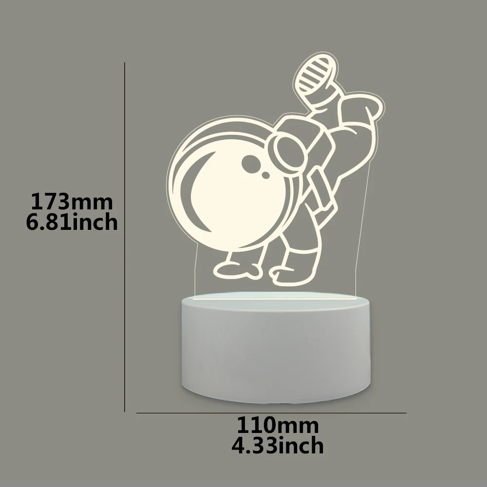 Astronauta 3D Night Light com Crack, Aniversário Presente