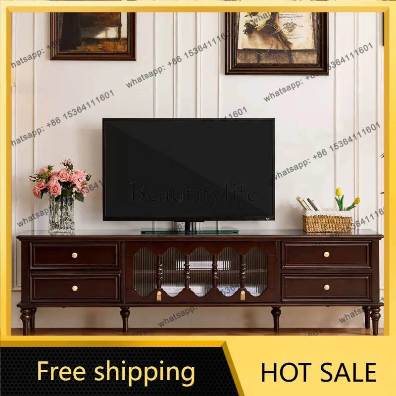 zj.Glass Narrow Tv Tables Center Wooden Storage Retro Shelving Tv Cabinets Drawers Display Book Muebles Para Salas Home Accessor