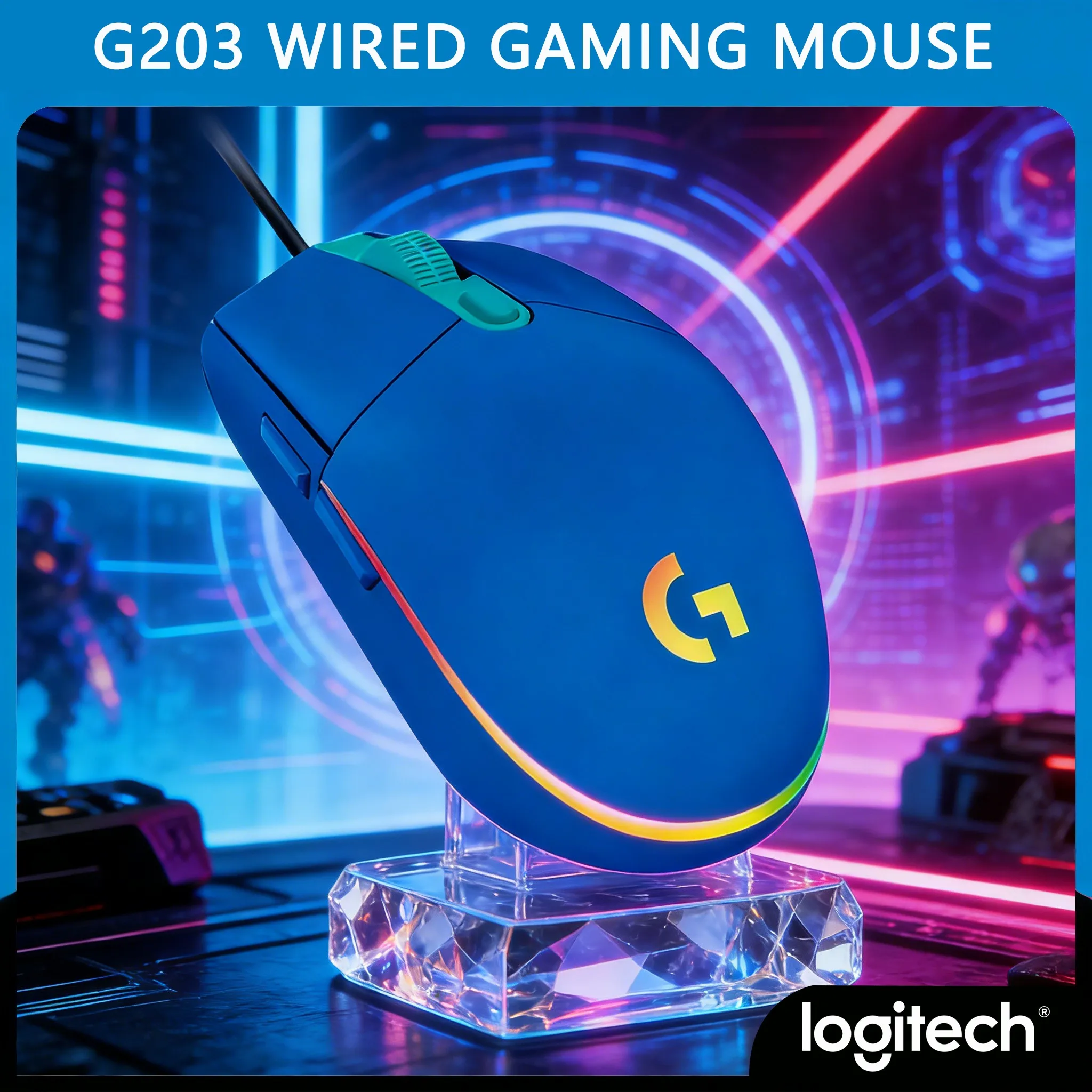 

G203 Gaming Office Mouse Comfortable Grip for Extended Use
