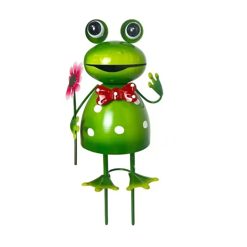 Cartoon-Frosch-Figur, Metall-Hängeornament, wasserdichte Eisenkunst-Dekoration für Terrasse, Garten, Hof, Rasen – Detail 8