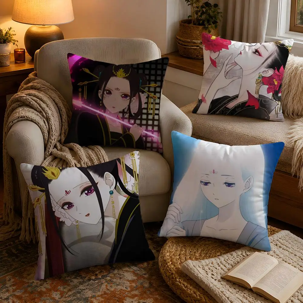Anime Koukyuu no Karasu Pillow Case Soft Plush Cushion Cover Double Print and Invisible Zipper for Sofa Home Car Use