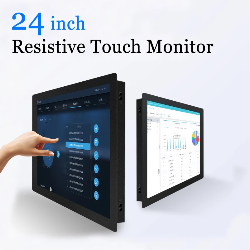 24 inch Wall Hanging Built-in Cabinet Industrial Touch Screen Monitor for Outdoor Advertising kiosk with HDMI VGA DVI VGA BNC AV